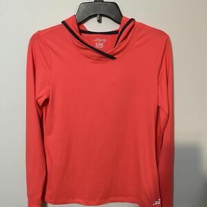 BCG Red Orange Women's Athletic Sporty Yoga Running Hooded Pullover Top Small